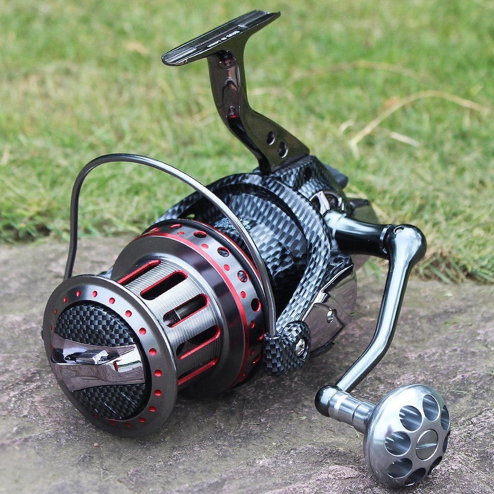 HiUmi Full Metal Body Big Spool Casting Spinning Fishing Reels 8000 9000 10000 11000 12000 PescaSaltwater Boat Rock Surf Fishing Reel (8000)