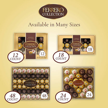 Ferrero Collection Gourmet Gift Box, 24 Assorted Confections with Hazelnut, Dark Chocolate and Coconut, 9.1 oz