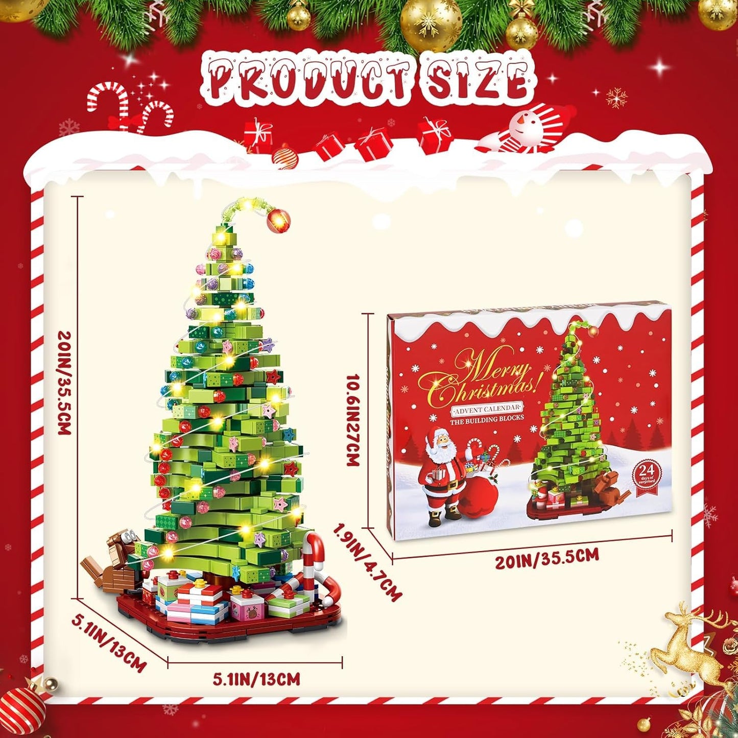 Siyaluens Advent Calendar 2025 Christmas Tree Building Blocks Set - 24 Days of Countdown Calendar Toys Gifts for for Adults Teens Girls Boys, 1206 Pieces