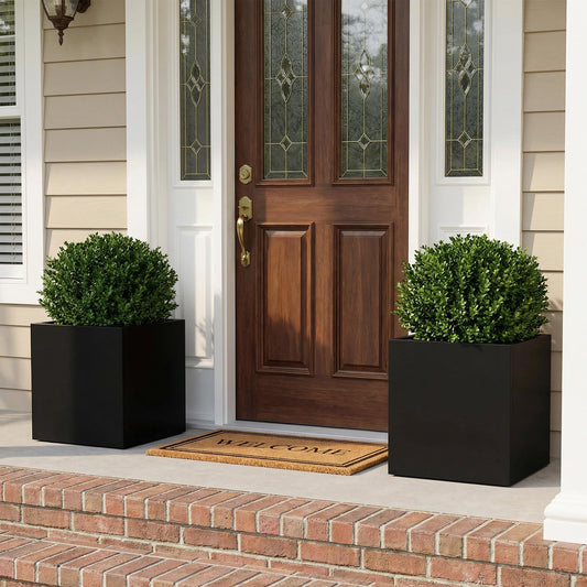 Casaphoriar Metal Planter Box 17"x17"x18", Rectangular Planter and Drainage Holes, Perfect for Outdoor Patio and Balcony Decor, Black