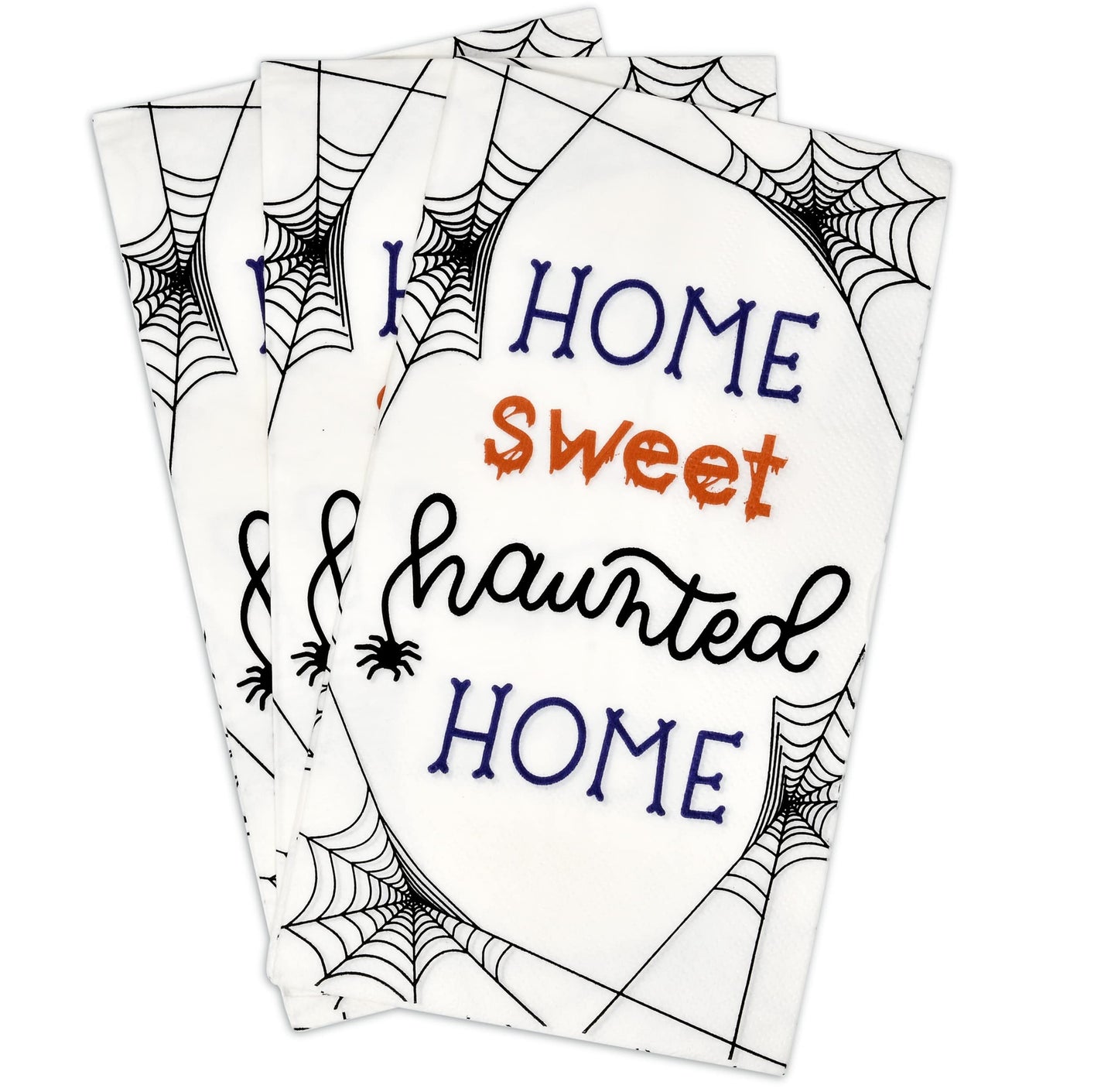 Gift Boutique Halloween Guest Napkins 100 Count Disposable Paper Hand Towels Black Orange Purple for Bathroom Buffet Dinner Haunted Home Party Decor