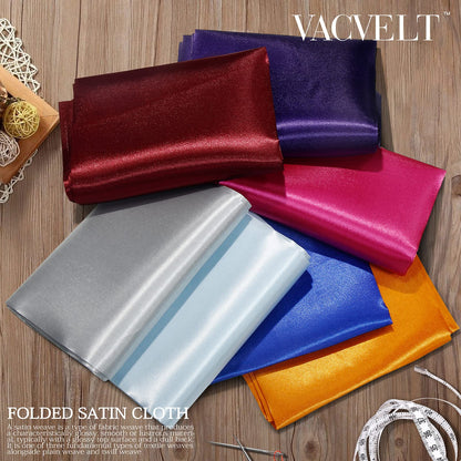 VACVELT Charmeuse Satin Fabric by The Yard, 60 Inch Wide Black Satin Fabric Shiny & Soft Cloth Fabric, Silky Satin Fabric for Bridal Dress, Wedding Decorations, Crafts, Sewing, Draping (5 Yards)