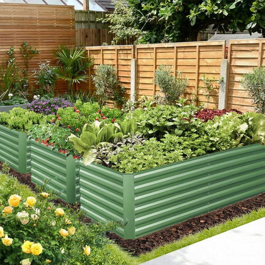 Homdox 6×3×2FT Galvanized Metal Raised Garden Bed Kit, Deep Root Elevated Planter Box w/Anti Cutting Strip & A Pair of Gloves, for Vegetables, Flowers, Herbs, Succulents, 265 Gallon Capacity, Green