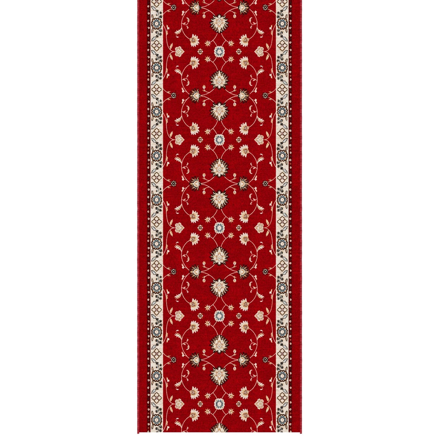 Ottomanson Aisle Runner Rug 1'10.5" x 20' – Soft Non-Slip Rug, Low Pile Carpet for Hallways, Events, Churches & Extra-Long Indoor Spaces, Mahal Red