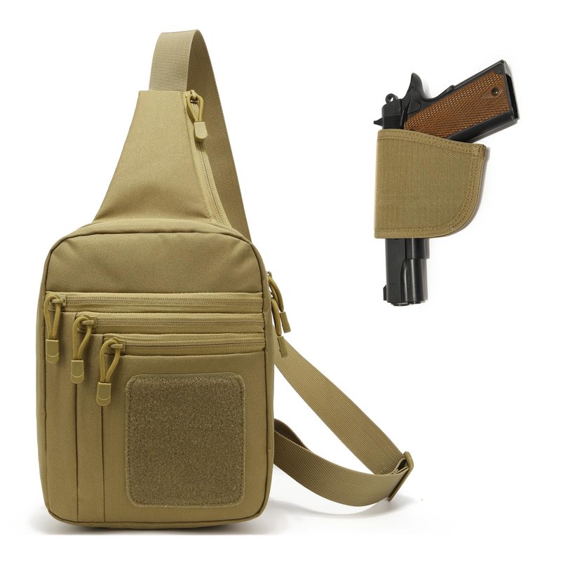 SXJWISHES Tactical Sling Shoulder Bag Concealed Carry bags EDC Crossbody pack Sling Backpack Chest Daypack Crossbody Backpack for Travel Sports Running Hiking (Khaki)
