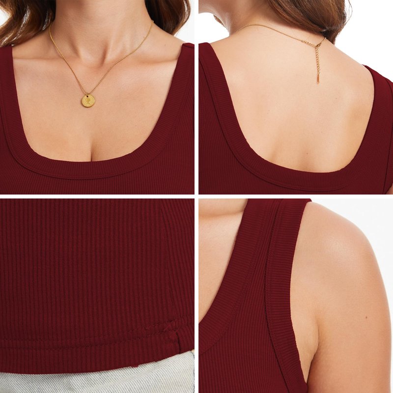 Womens Sleeveless Scoop Neck Tank Top Ribbed Fitted Summer Basic Slim Cute Tops 2026 Y2k Trendy Clothes Maroon