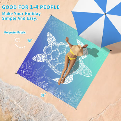 BYDOLL Beach Blanket Waterproof Sandproof 78''×81'' Suits1-4 Adults Compact Lightweight Oversized Sand-Free Blanket Large Picnic Mat for Beach Travel Camping Hiking