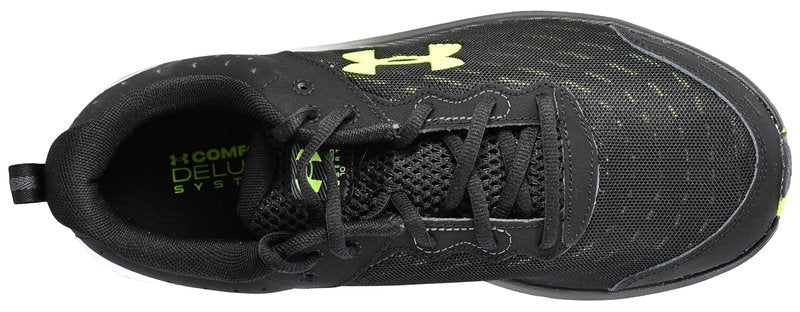 Under Armour Men's Charged Assert 10 Shoes, (004) Black/Black/High Vis Yellow, 14 X-Wide