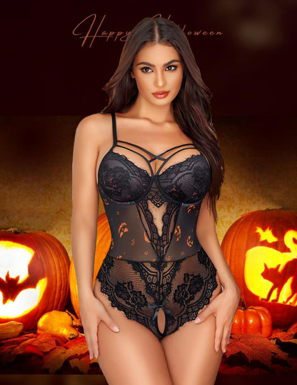 Avidlove Women's Halloween Lingerie - Naughty Outfits Babydoll Teddy Chemise Exotic Sheer Black