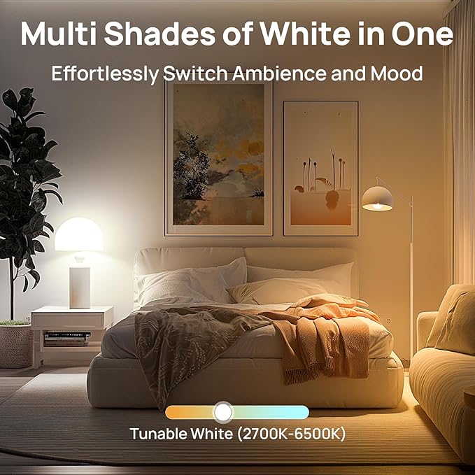 Linkind Smart Light Bulbs, Soft White to Daylight Tunable (2700K-6500K), Alexa Light Bulbs, Work with Alexa & Google Home, CRI>90, 2.4GHz Wi-Fi & Bluetooth LED, A19 E26, 800LM, 60W Equivalent (4-Pack)