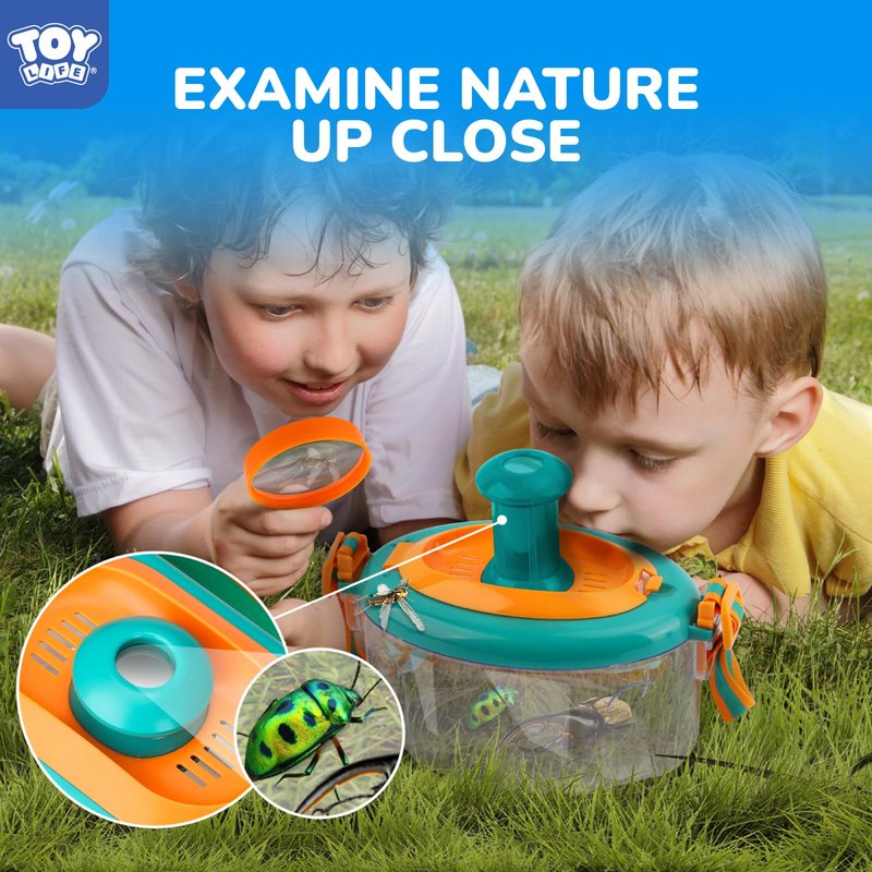 TOY Life Bug Catcher for Kids Outdoor Toys with Butterfly Net, Kids Binoculars, Magnifying Glass, Bug Habitat with Magnified Viewer & Bug Toys Tweezers, Insects Bug Catching Kit Outdoor Explorer Kit