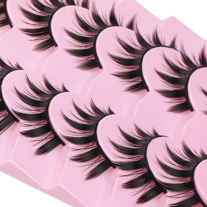 False Eyelashes Manga Anime Lashes Japanese Cosplay Spiky Lashes Mink Dramatic Thick Fake Eyelashes Extensions Doll Strip Lashes 7 Pairs Pack by EYDEVRO