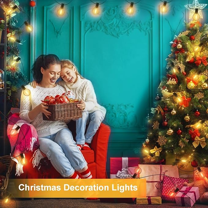IKERY 100Ft Outdoor String Lights with 52 Shatterproof Clear Bulbs