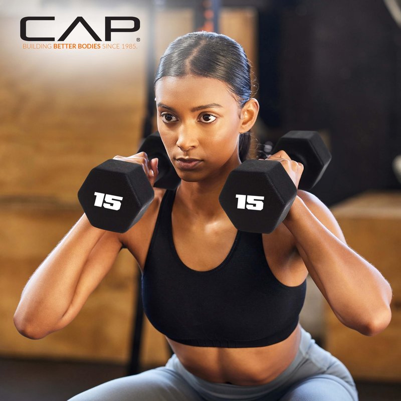 CAP Barbell 5 LB Neoprene Dumbbell Hand Weights - Pair | Black
