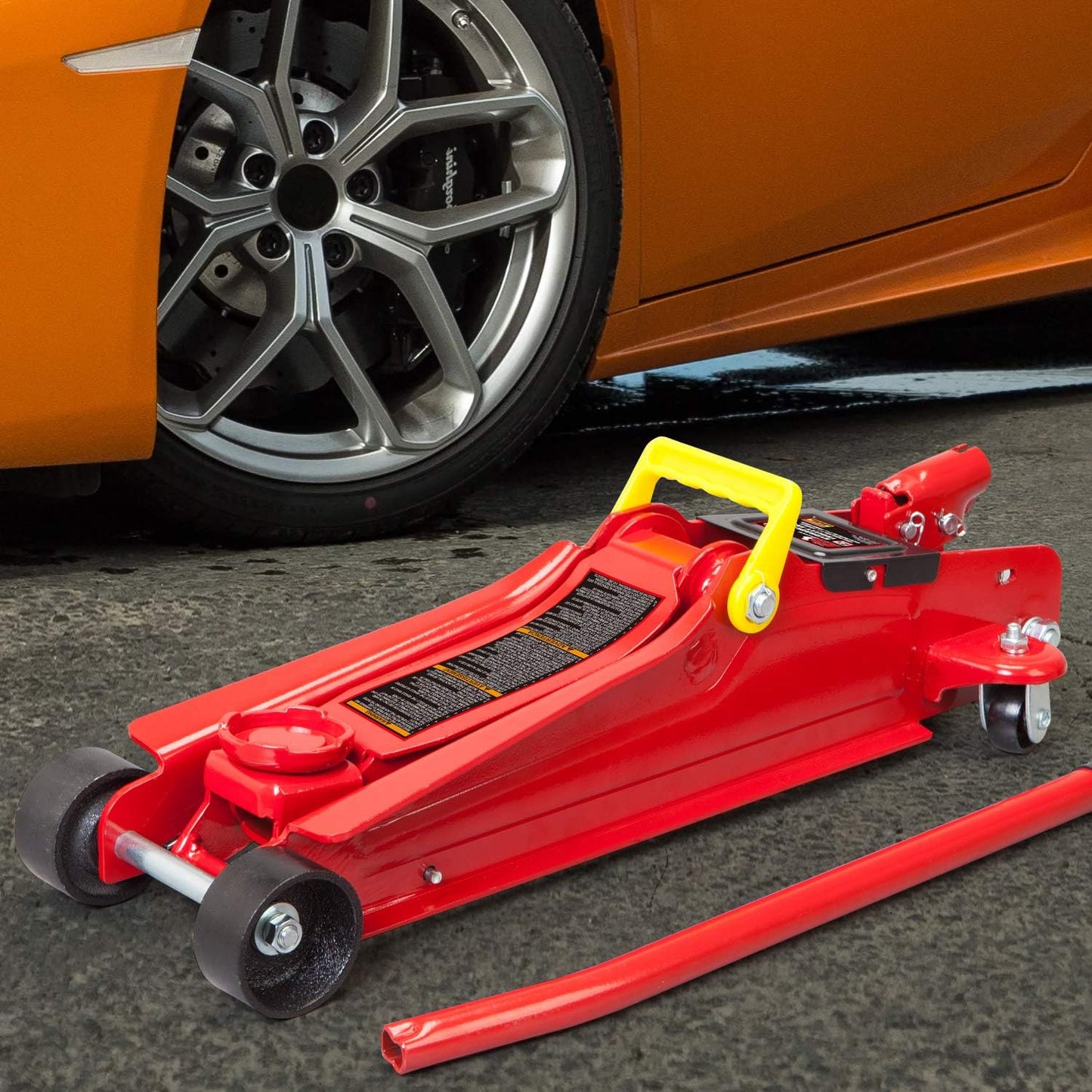 BIG RED T825051-1 Torin Hydraulic Low Profile Trolley Floor Jack with Single Piston Quick Lift Pump, 2.5 Ton (5,000 lb) Capacity - Red