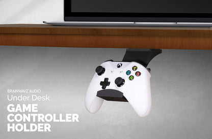 BRAINWAVZ Gamepad Under The Desk Mount Holder Hanger for XBOX One, Switch, PS4, PC, Steam, Steelseries & Most Game Controllers, No screws, VHB Tape (Black, Improved Adheasion Nov2019)