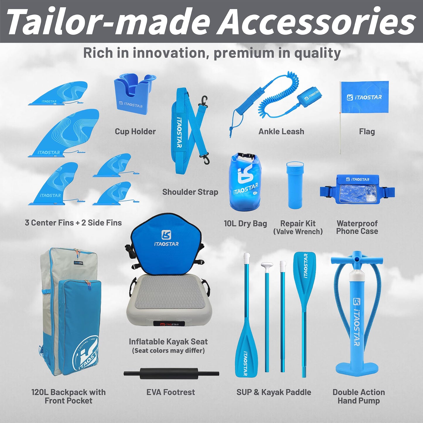 iTAOSTAR J07CP 35" Extra Wide Stand Up Paddle Board, More Balance Inflatable Paddle Board with 5 Fins for Beginner，Paddle Boards for Adults of All Skill Levels