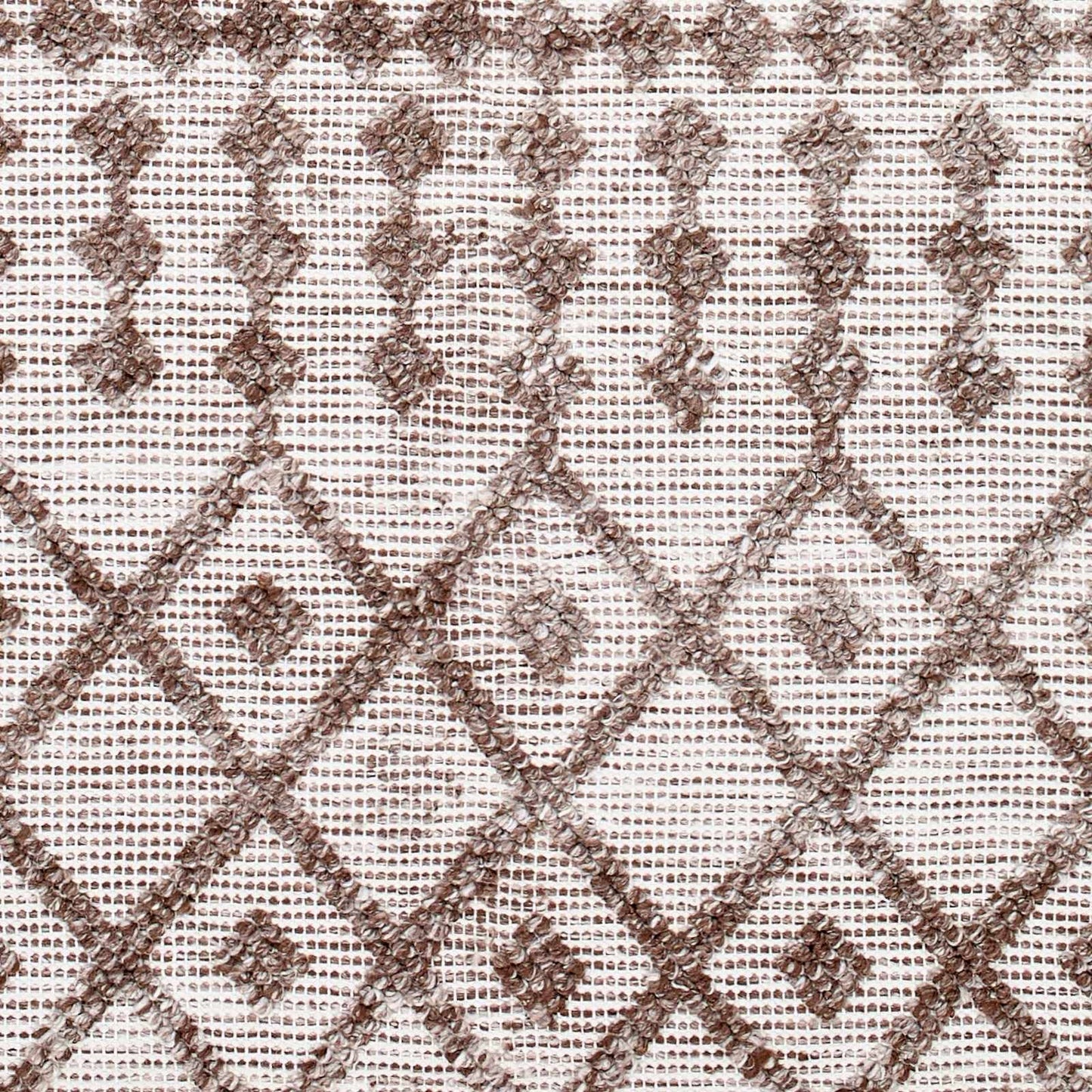 Hauteloom Elora Recycled Material Area Rug - Geometric Diamond Chevron Trellis Border - Bohemian Transitional Boho Moroccan Tribal - Off - White, Dark Red, Tan, Cream, Brown - 2' x 3'
