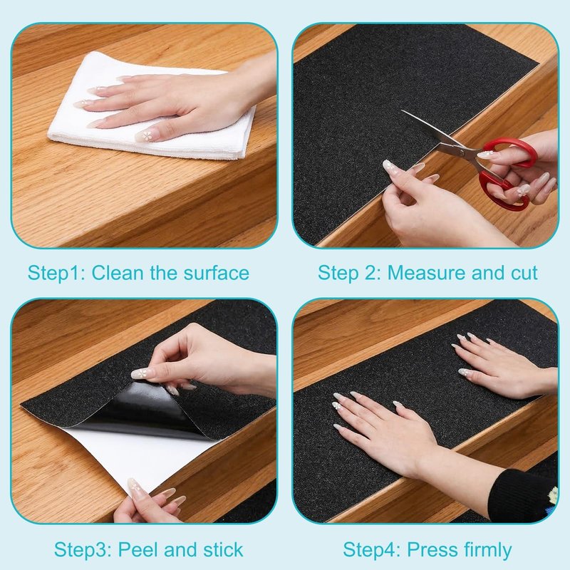Peohud Anti Slip Traction Tape, 9.8 Inches x 16.4 Ft Heavy Duty Grip Tape for Stairs, Non Skid Abrasive Adhesive for Indoor Outdoor Steps, Stair Treads, Skateboard