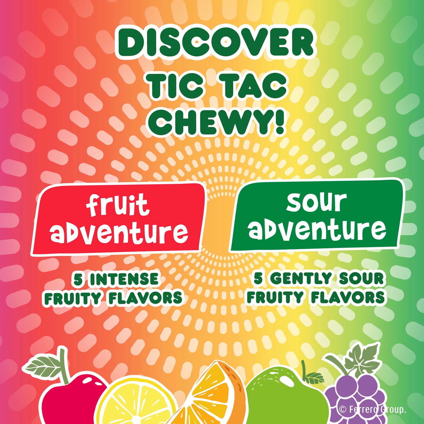 TIC TAC CHEWY! Fruit Adventure Candy, Bulk 24 Pack, Fruit Candy, 1.8 oz Each (Packaging May Vary)