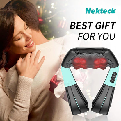 Nekteck Neck Massager for Pain Relief Deep Tissue, FSA Eligible Shiatsu Back Massager with Heating 3D Kneading Massage Pillow for Shoulder Leg Muscle, Office Home Car Use, HSA Eligible, Plug-in Use