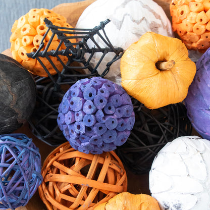 ANDALUCA Large Decorative Halloween Fall Vase Filler Bag with Orbs, Balls (Purple Orange)