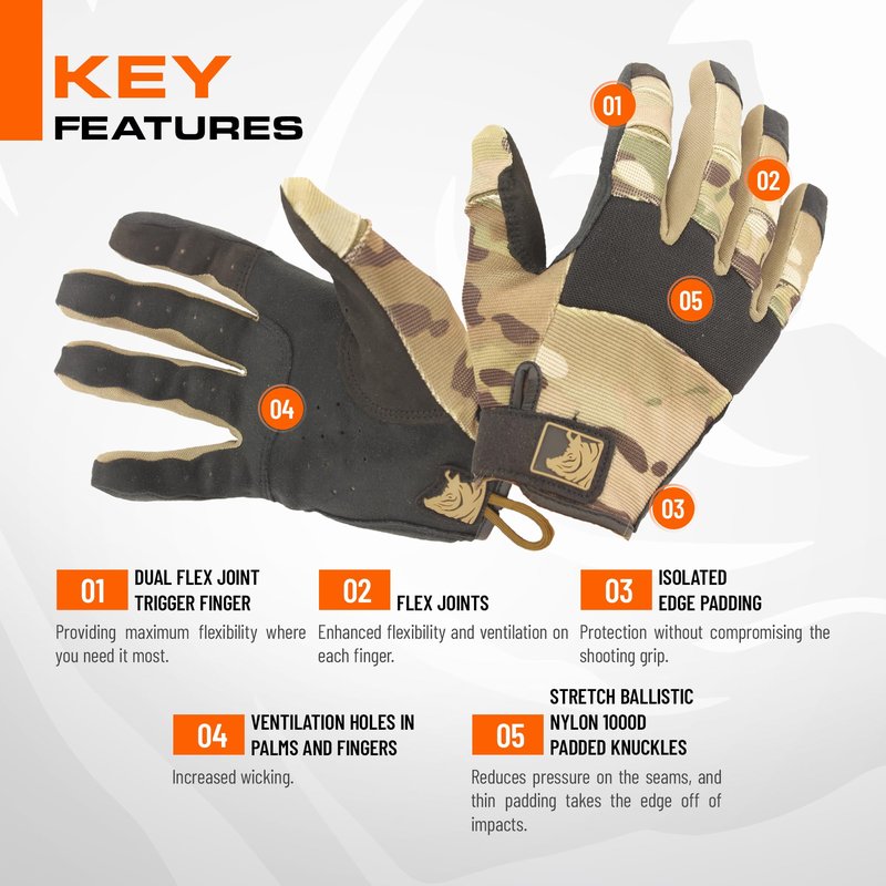 PIG FDT Alpha Full Dexterity Gloves for Shooting Sports, Touchscreen Compatible, Breathable, 1 Pair, Multicam, Medium