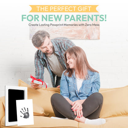 Clean Touch Ink Pad for Baby Handprints and Footprints – Inkless Infant Hand & Foot Stamp – Safe for Babies, Doesn’t Touch Skin – Perfect Family Memory or Gift – Black Print Kit by Tiny Gifts