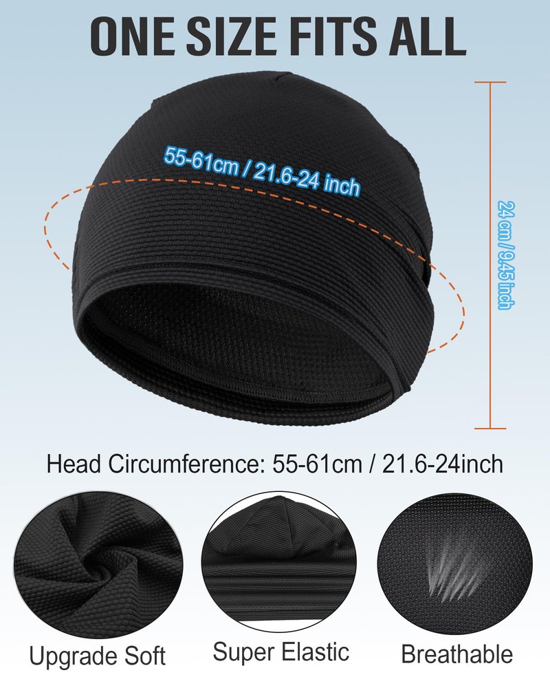 ROYBENS Cooling Skull Caps for Men & Women, Thin Breathable 3D Mesh Cycling Running Skull Cap for Sports, Gym & Summer, Under Helmet Sweat Liner Beanie Caps