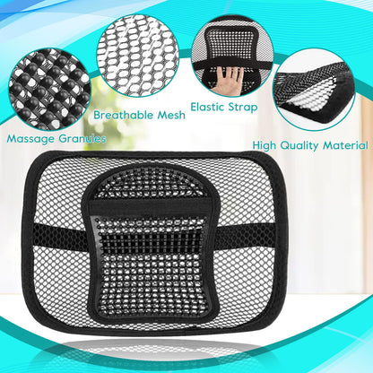 m zimoon Mesh Back Support, Mesh Lumbar Support Cushion Air Flow Chair Back Support with Elastic Strap Back Rest for Home Office Chair Car Seat Back Pain Relief