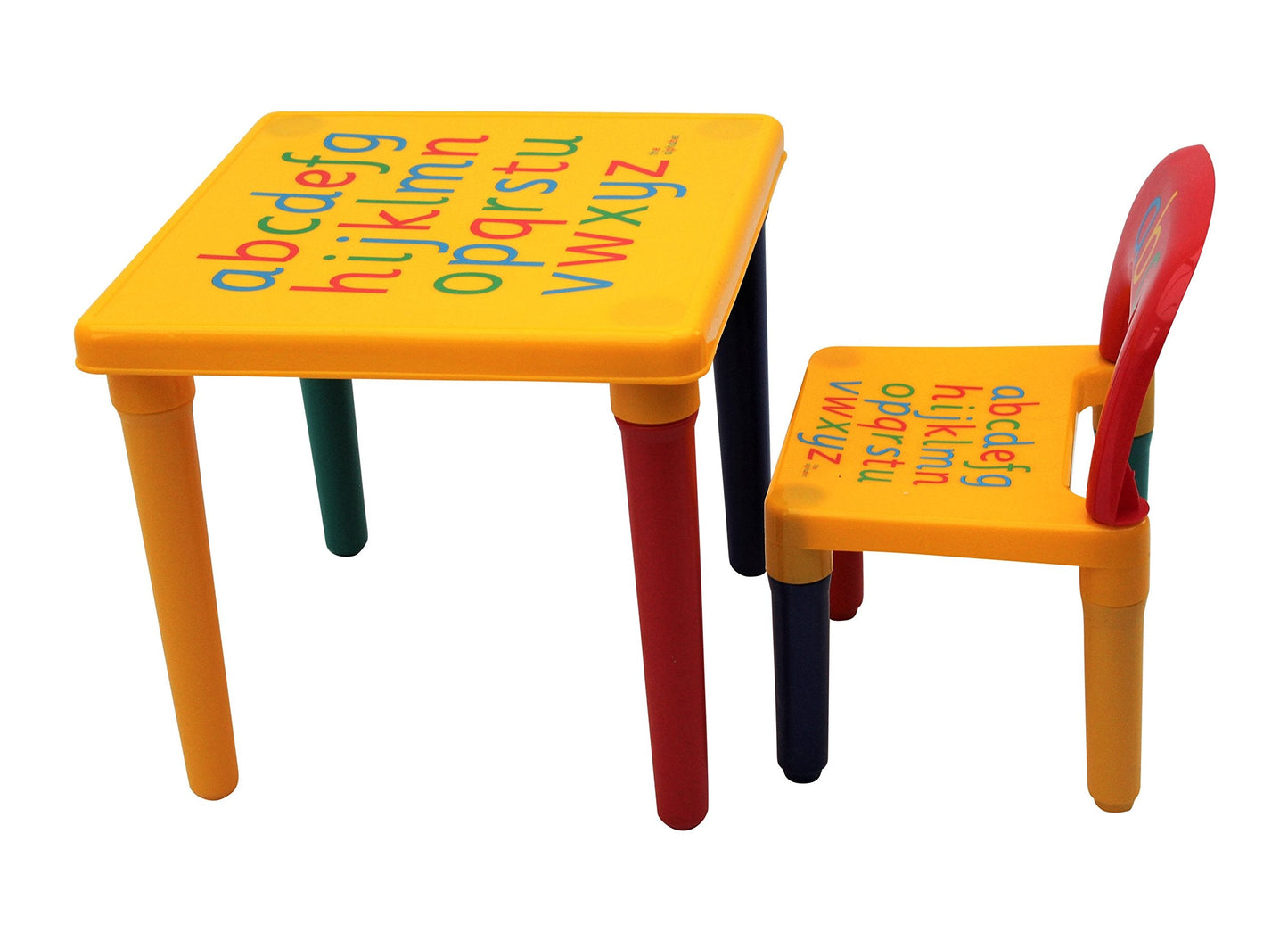 HH Home Hut Table and Chair Set Childs ABC Play Alphabet Childrens Plastic Kids Toddlers Furniture Learn & Play Educational (Yellow)