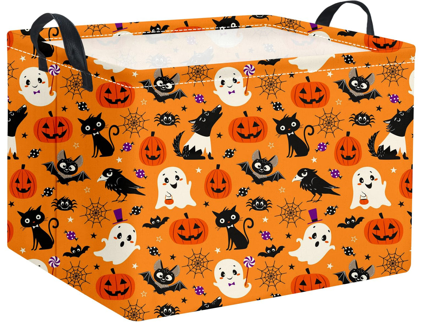 TIBAOLOVER Rectangular Halloween Basket for Kids Cute Pumpkin Basket Storage Bin Organizer Box Room Decor for Halloween Parties(Yellow Halloween Basket)