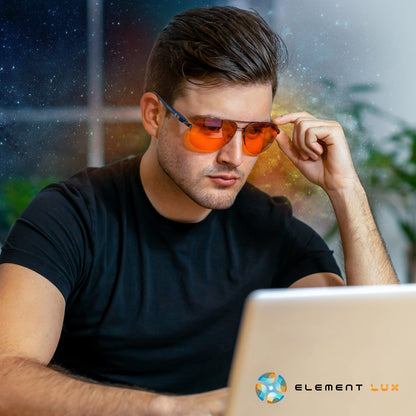 ELEMENT LUX Blue Light Blocking Glasses | 99% Dark Amber Lenses | For Better Sleep, Gaming, Computer Screen, Eyestrain Relief
