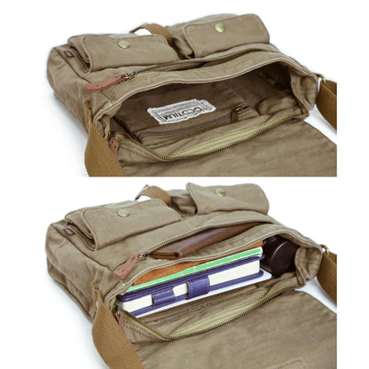 GOOTIUM Vintage Canvas Messenger Bag Men’s Crossbody Bag, Army Green