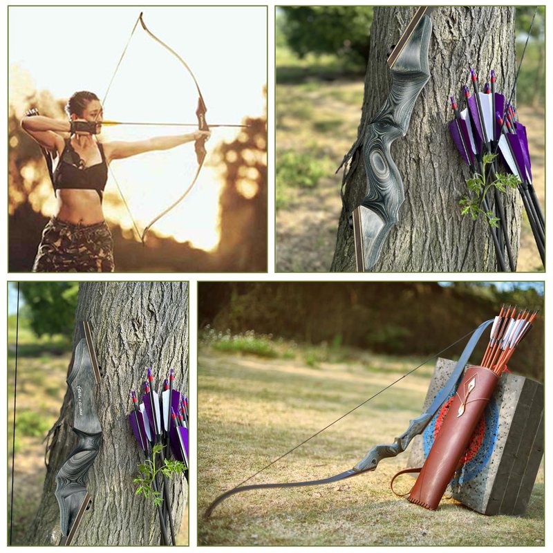 Black Hunter Takedown Recurve Bow, 60" Right Handed with Ergonomic Design for Outdoor Training Practice (60 lb, Right Hand)