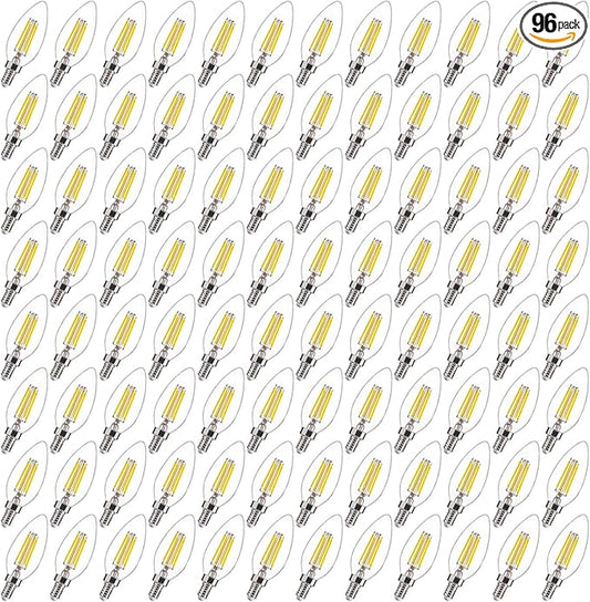 FLSNT 96 Pack Dimmable LED Candelabra Bulbs, 40W Equivalent LED Chandelier Light Bulbs, E12 Base, 5000K Daylight UL,CA65 Listed.