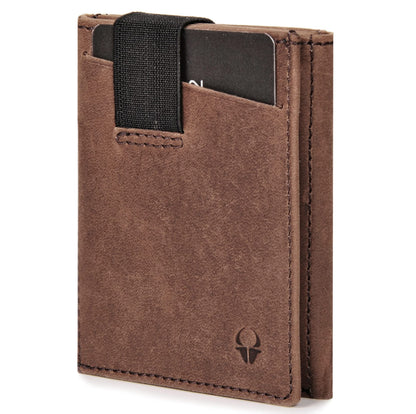 DONBOLSO Wallet 2 I Slim Wallet with Coin Pocket and RFID Protection I 8 Card Slots for up to 12 Cards I I Genuine Leather Credit Card Holder for Men and Women I Brown Vintage