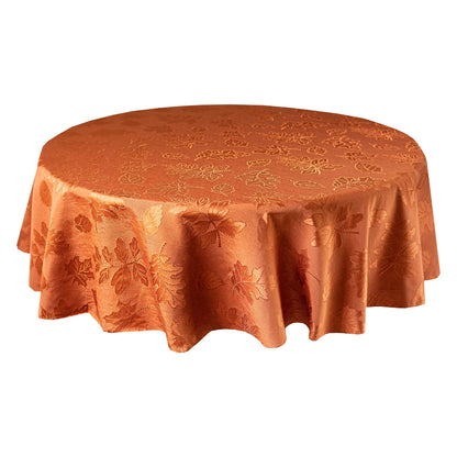 Benson Mills Harvest Legacy Damask Fabric Table Cloth Fall, Harvest, and Thanksgiving Tablecloth (Rust/Burnt Orange, 70" Round)