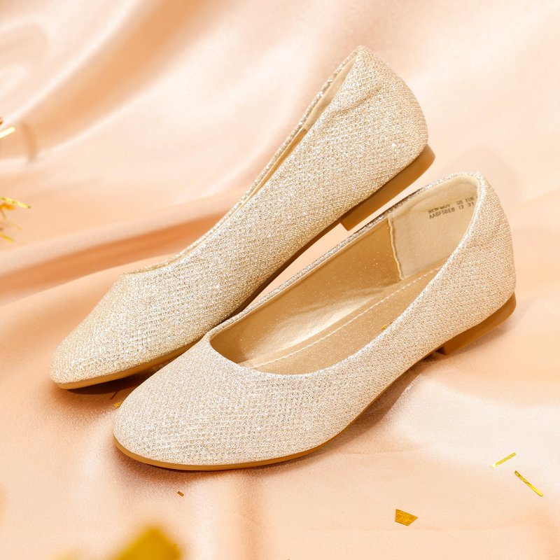 DREAM PAIRS Girls Dress Shoes Slip on Ballerina Flats for Wedding/Party,Size 1 Little Kid,Gold/Glitter,MUY