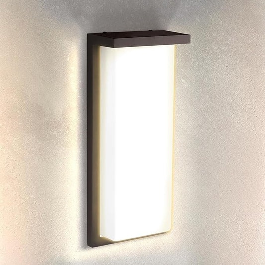 ASD LED 14" Outdoor Wall Light, Front Door House Sconce | 3CCT, Dimmable, Waterproof, ETL Listed | 20W 1900LM 3000-5000K 120V | Exterior Patio Lighting Fixture, Flush Mount Porch Lamp | Dark Bronze