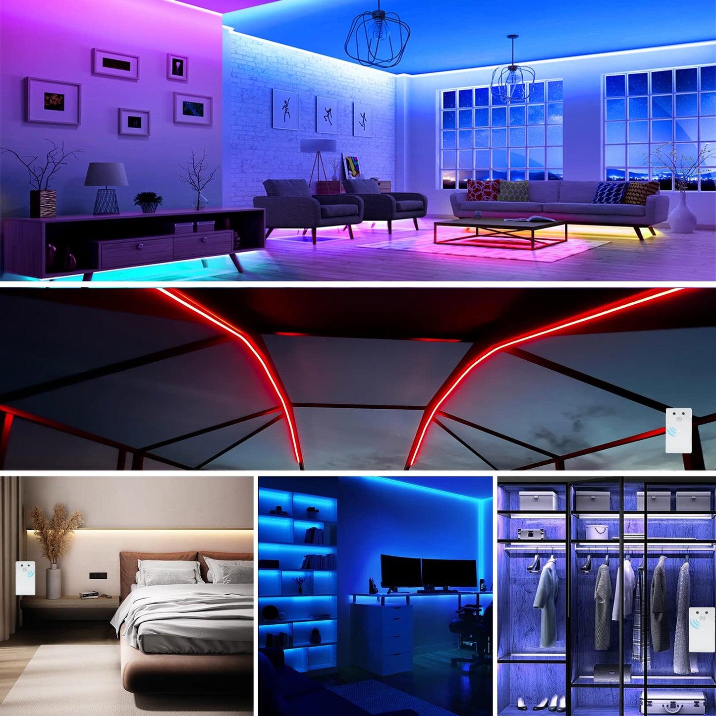 ZAIYW Motion Sensor LED Strip Lights Battery Operated, 60 LED 5050 RGB and 3000K Warm White 2M Self-Adhesive Night Lights Strip with Remote for Hallway Stair Closet Bed Gradevin Decoration