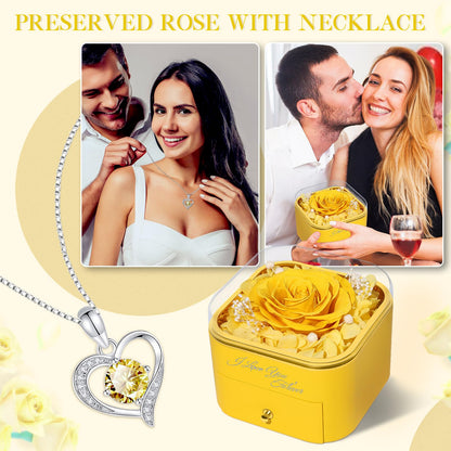 Beferr Valentines Day Gifts for Her Preserved Real Rose with Necklace Eternal Roses Forever Flowers for Delivery Prime Mothers Anniversary Birthday Gifts for Women Mom Grandma Wife Daughter Girlfriend