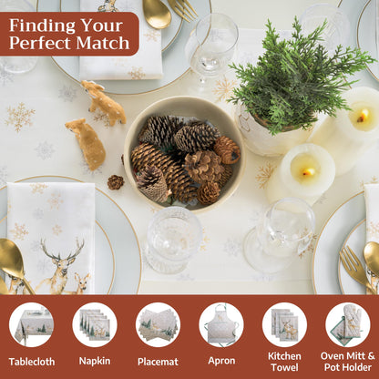 Maison d' Hermine Table Runner 100% Cotton Double Layer Table Runners 108 inches Long for Thanksgiving Christmas Decorations Home Kitchen Dining Party Wedding (Deer in The Woods, 14.5" x 108")
