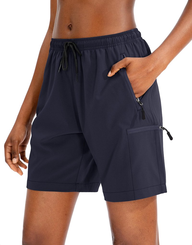 SANTINY Women's 5''/ 7''/9'' Hiking Cargo Shorts Quick Dry Lightweight Summer Shorts for Women Athletic Golf Zipper Pockets(Navy_3XL)