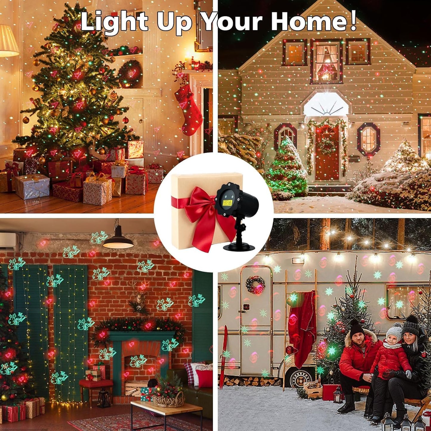 Christmas Projector Lights Outdoor, Waterproof Christmas Decorations Led Lights Projector with Remote Control Timer