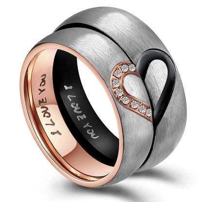 ANAZOZ Hers & Women's for Real Love Heart Promise Ring Stainless Steel Wedding Engagement Bands 6MM US Size 7.5