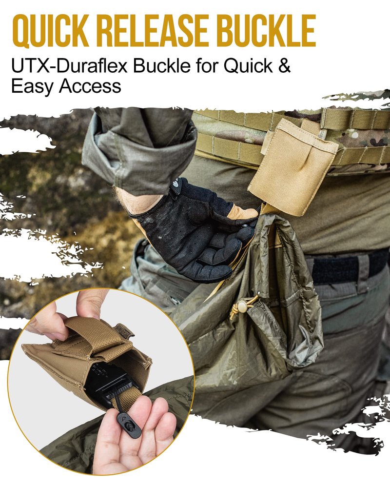OneTigris Dump Pouch - Tactical Belt Mounted MOLLE Dump Pouch, Roll Up Foldable Magazine Mag Pouch, Quick-Release Utility Waist Bag, Coyote Brown