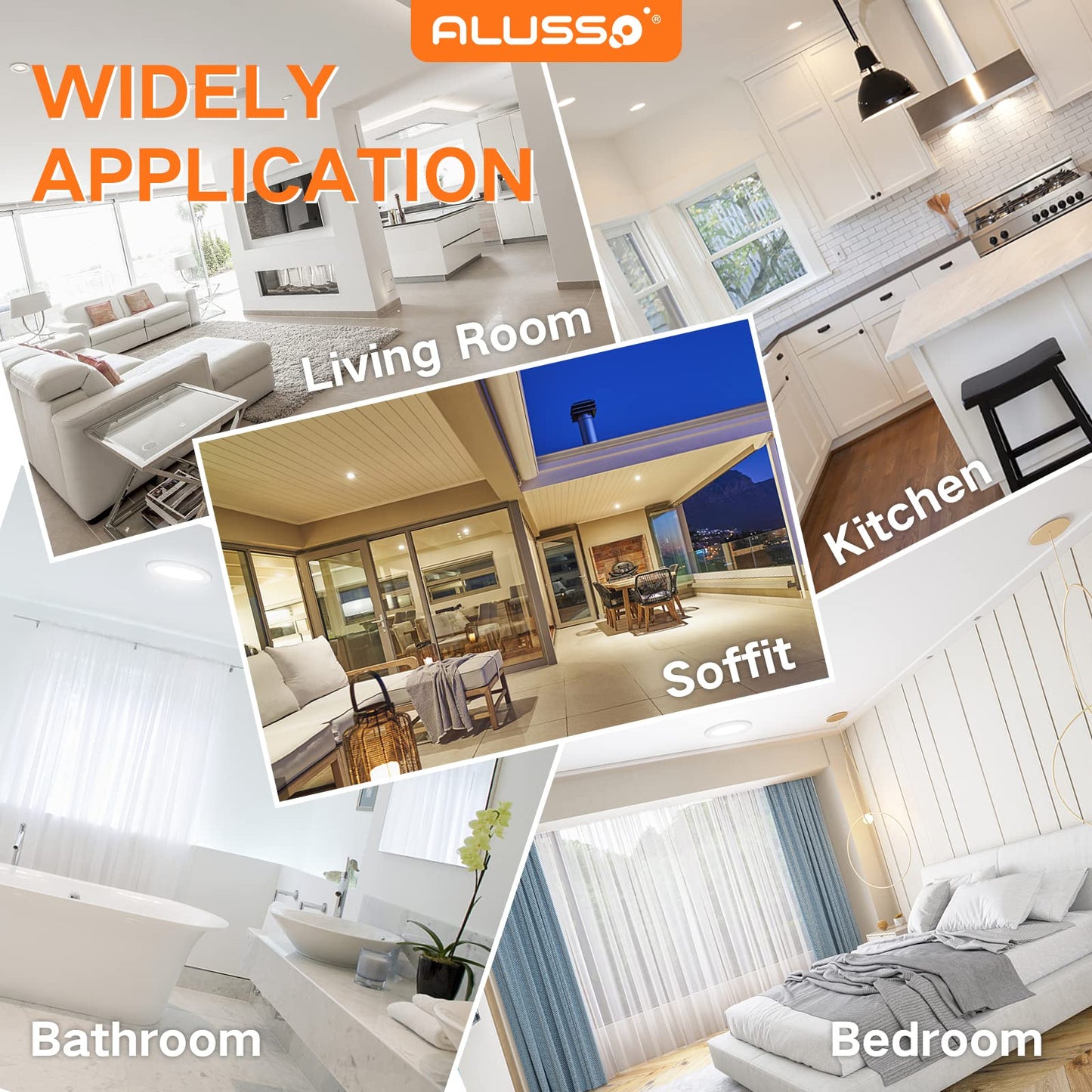 ALUSSO LED Downlights for Ceiling 6W Ultra Slim LED Recessed Ceiling Spot Lights 3000K Warm White IP44 Waterproof Spotlights Ceiling Lights for Bathroom Kitchen Living Room, 6 Pack