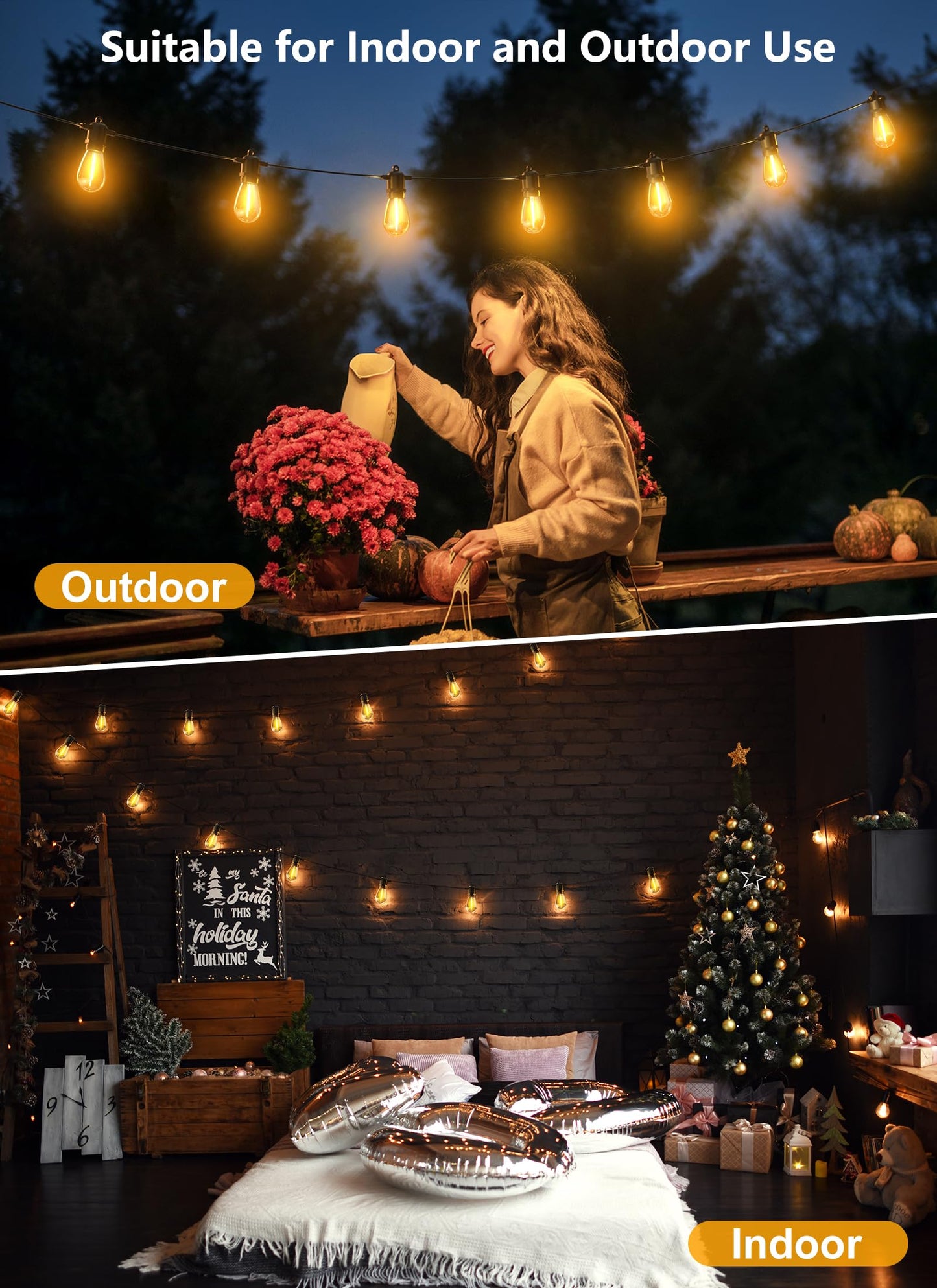 Brightown Outdoor String Lights 35FT with 10+1 Shatterproof Edison Bulbs, Waterproof Hanging Patio Lights Outside for Backyard Deck Garden Party Xmas Decor, 2700K