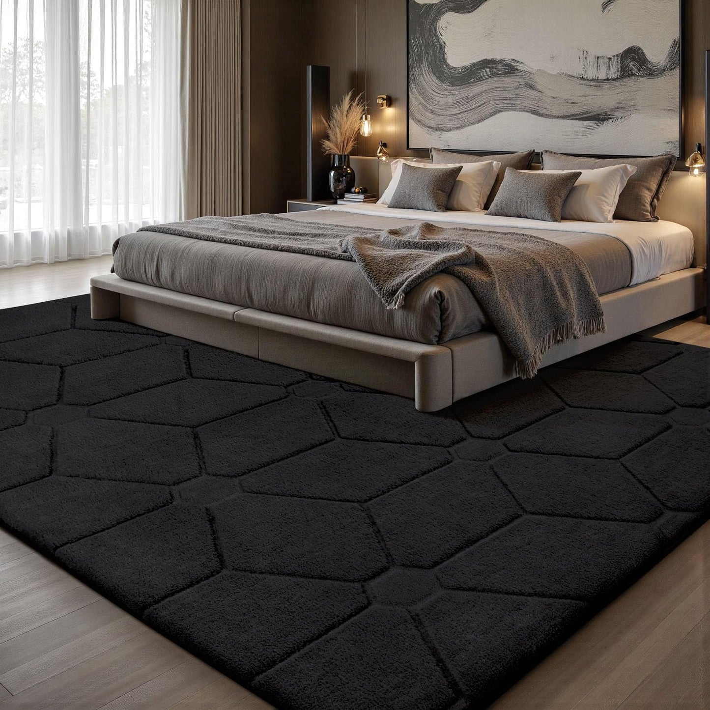 Sour Lemon Area Rugs 9x12 Living Room, Soft Large Area Rug Fluffy Grey Rugs for Bedroom，Machine Washable Area Rug Non Slip Carpet Rug for Living Room Playroom Kids Room Home Decor